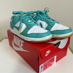 Nike Women’s Dunk Low, Teal and Kumquat